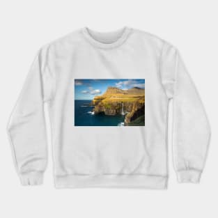 Mulafossur waterfall, Faroe Island Crewneck Sweatshirt